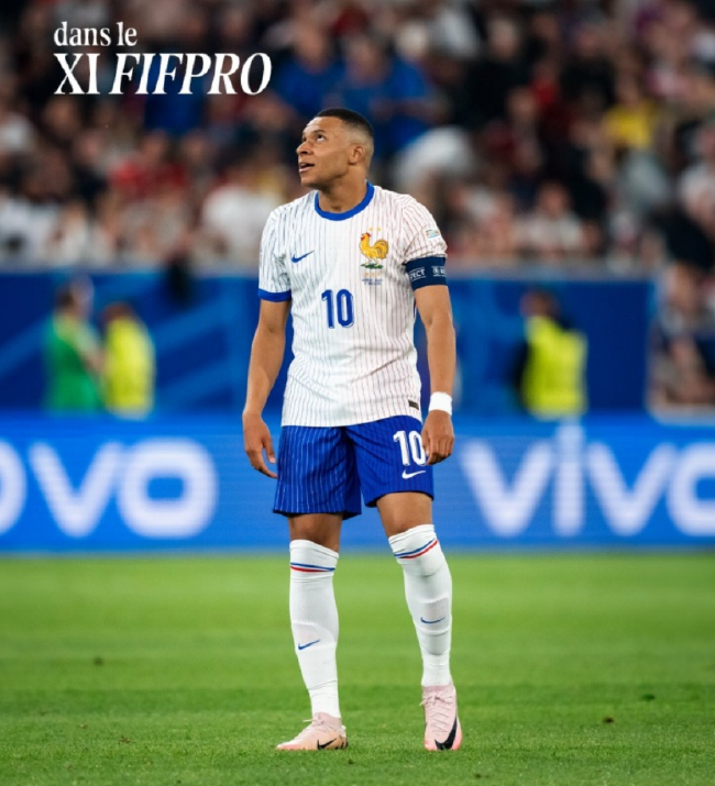 姆巴佩入选FIFPRO年度最佳阵容，超2.1万职业球员投票