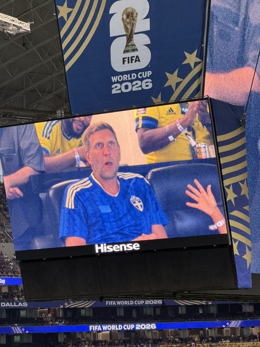 诺维茨基身披瑞典球衣现身世界杯 妻族背景曝光